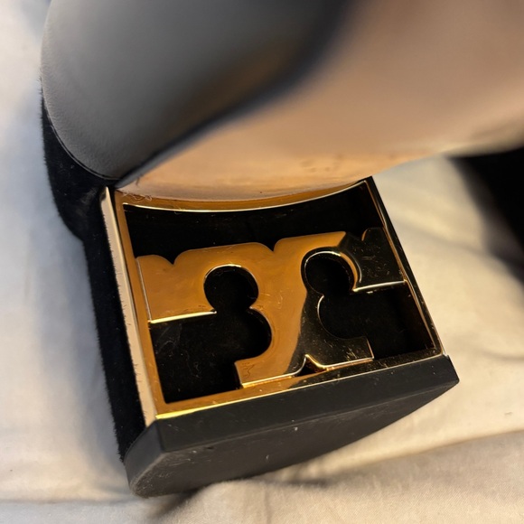 Tory Burch Leather and Suede Black Mid-Calf Length Boots - Picture 4 of 9